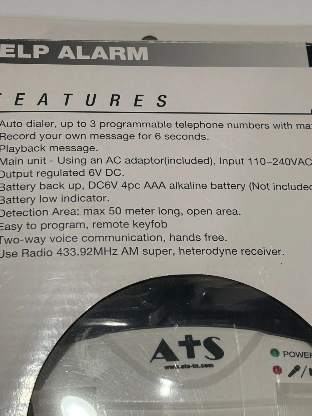 ATS No Subscription Help Alarm Emergency Dialer - White